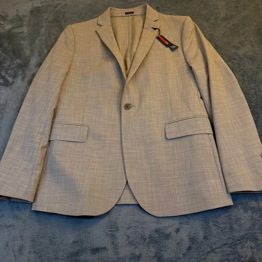 J.Ferrar Ultra Comfort Blazer Mens 38 Short Brown Slim Fit Stretch Sport Coat